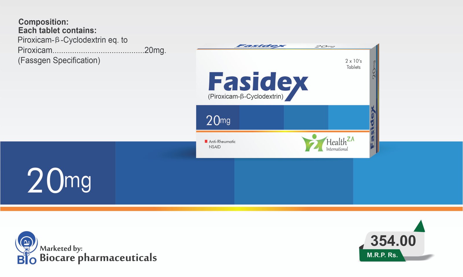 Fasidex 20mg Tablets (Piroxicam BCD Dispersible)