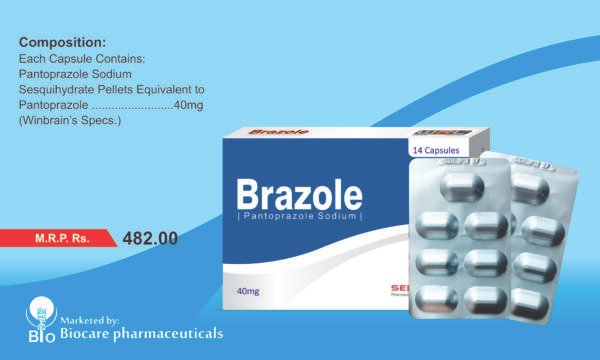 Brazole 40mg Capsules (Pantoprazole as Sodium Sesquihydrate)