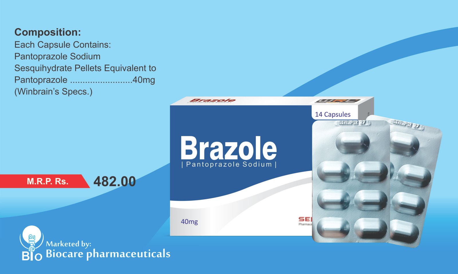 Brazole 40mg Capsules (Pantoprazole as Sodium Sesquihydrate)