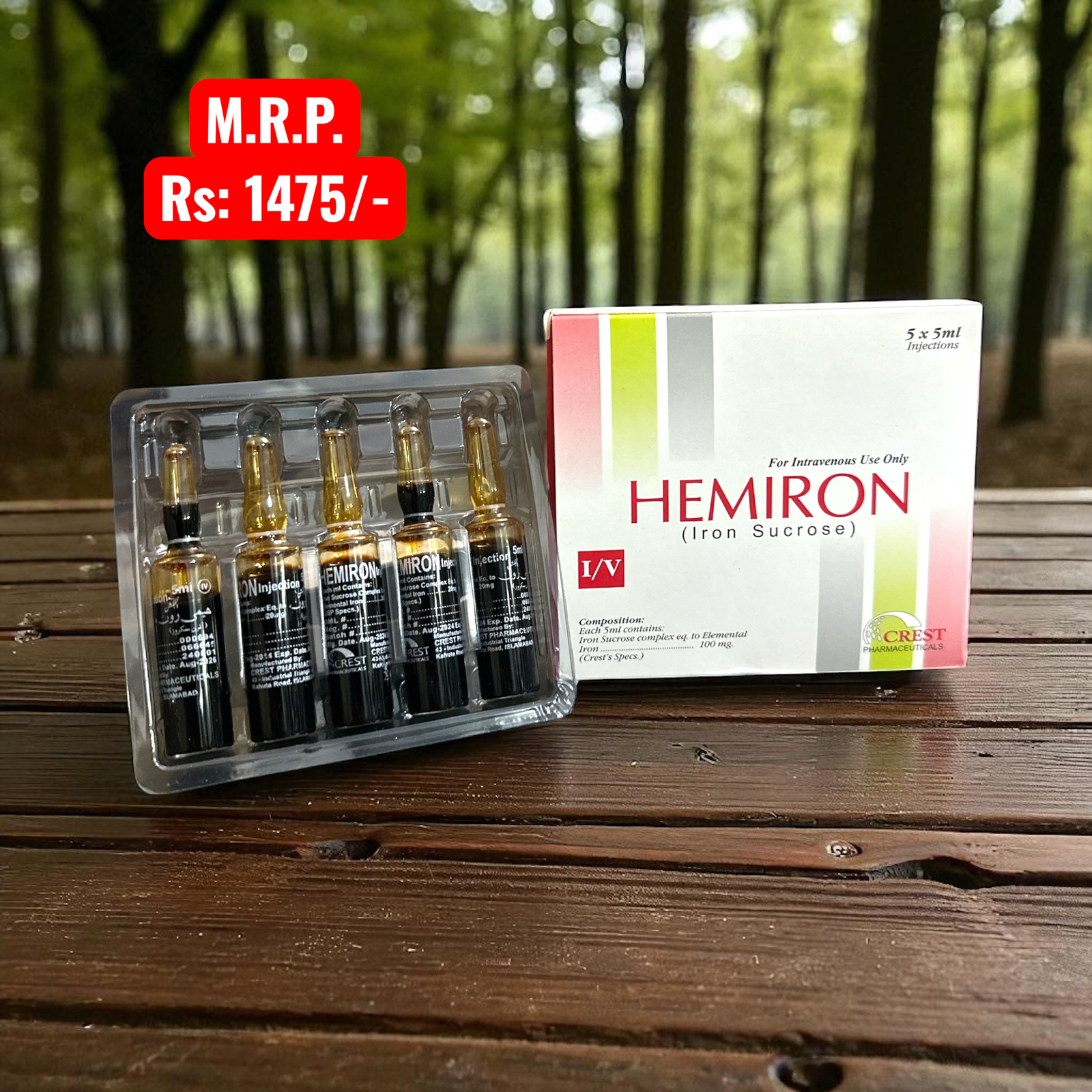 Hemiron 100mg / 5ml Injection (Iron Sucrose)