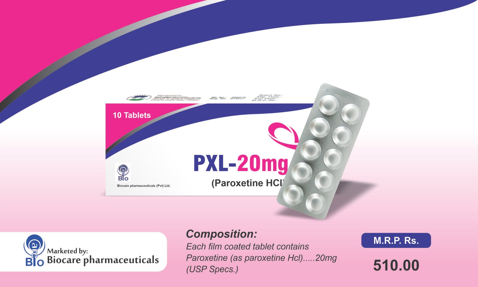 PXL 20 mg Tablets (Paroxetine Hydrochloride)